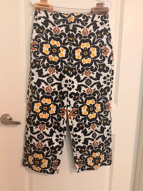 Boden Geometric Tile Medallion Wide-Leg Crop Pants - Like New